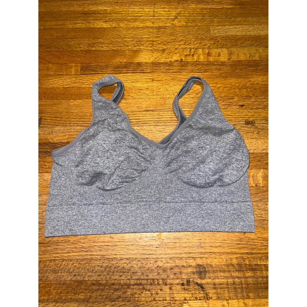 Zone Pro Women XL Heathered Gray Seamless V-Neck Pullover Activewear Sports Bra